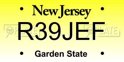 R39JEF New Jersey License Plate