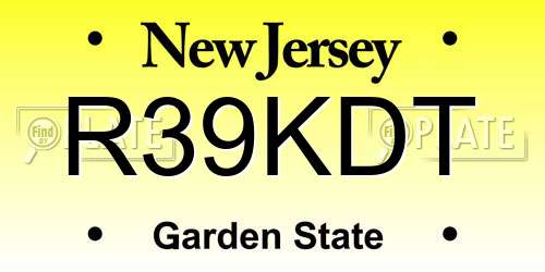 R39KDT New Jersey License Plate