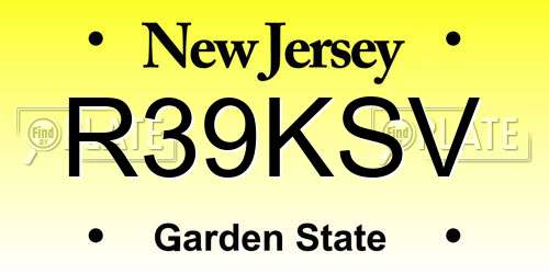 R39KSV New Jersey License Plate