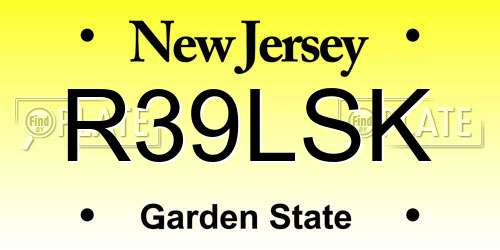R39LSK New Jersey License Plate