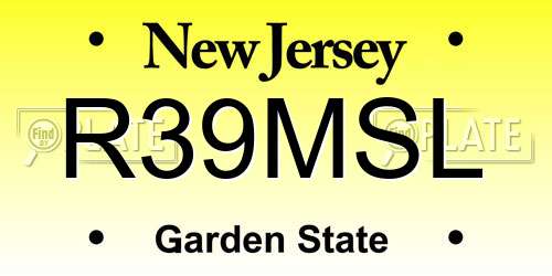 R39MSL New Jersey License Plate