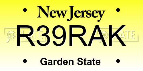 R39RAK New Jersey License Plate