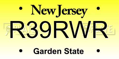 R39RWR New Jersey License Plate