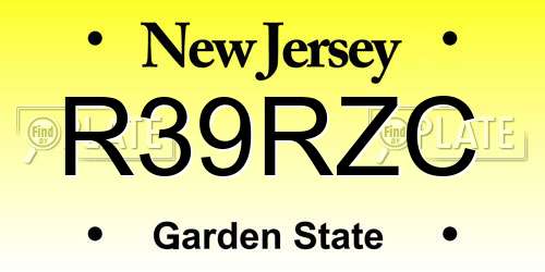 R39RZC New Jersey License Plate