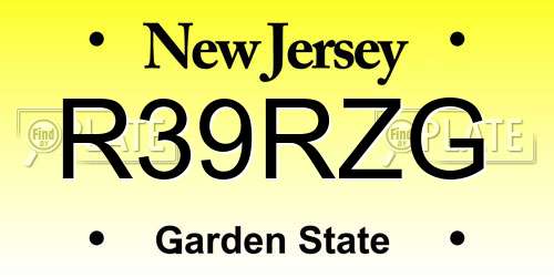 R39RZG New Jersey License Plate