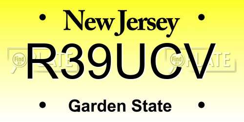R39UCV New Jersey License Plate