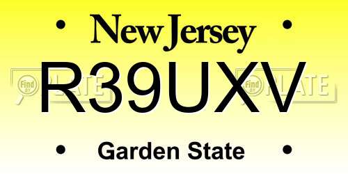 R39UXV New Jersey License Plate