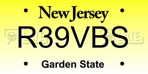 R39VBS New Jersey License Plate