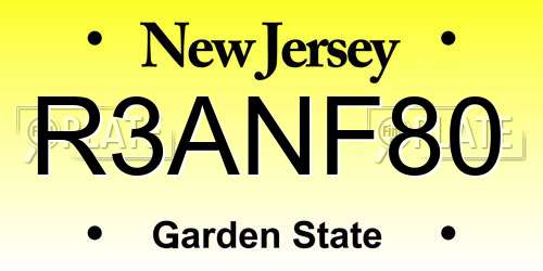 R3ANF80 New Jersey License Plate