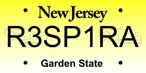 R3SP1RA New Jersey License Plate