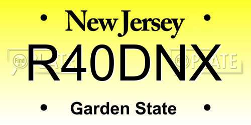 R40DNX New Jersey License Plate