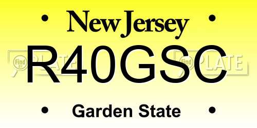 R40GSC New Jersey License Plate