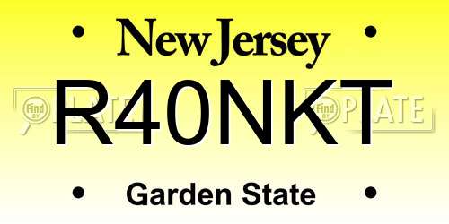 R40NKT New Jersey License Plate