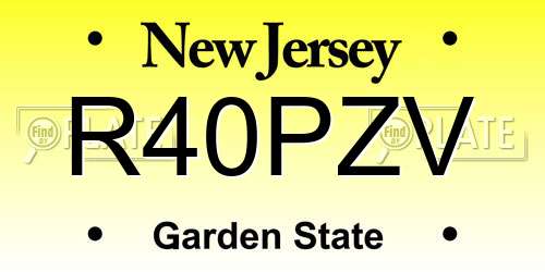 R40PZV New Jersey License Plate