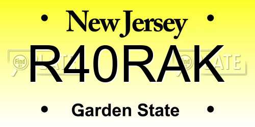 R40RAK New Jersey License Plate