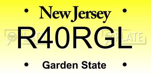 R40RGL New Jersey License Plate