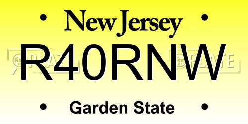 R40RNW New Jersey License Plate