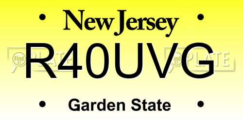 R40UVG New Jersey License Plate