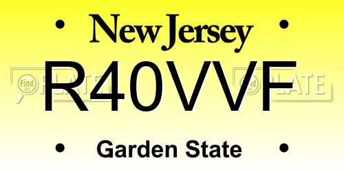 R40VVF New Jersey License Plate