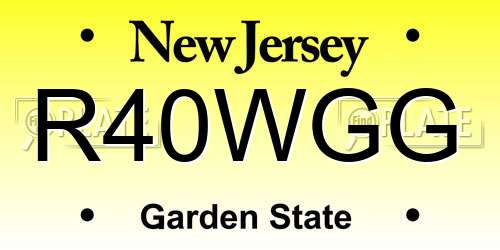 R40WGG New Jersey License Plate