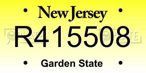 R415508 New Jersey License Plate