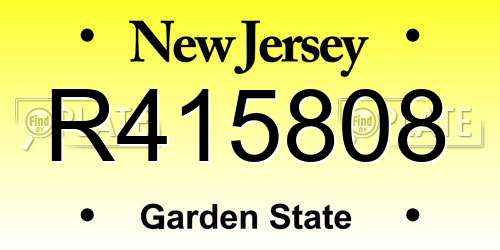R415808 New Jersey License Plate