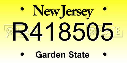 R418505 New Jersey License Plate
