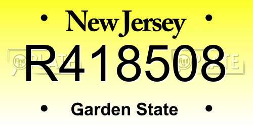 R418508 New Jersey License Plate