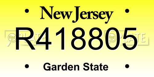 R418805 New Jersey License Plate