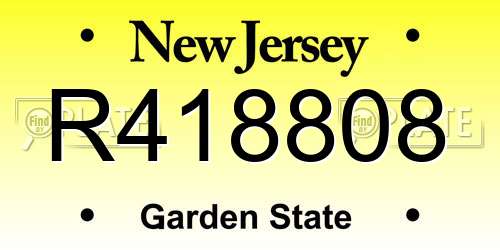 R418808 New Jersey License Plate