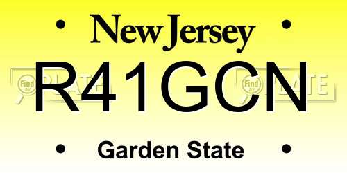 R41GCN New Jersey License Plate