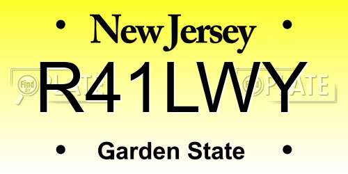 R41LWY New Jersey License Plate