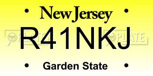 R41NKJ New Jersey License Plate