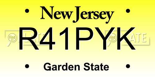 R41PYK New Jersey License Plate