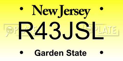 R43JSL New Jersey License Plate