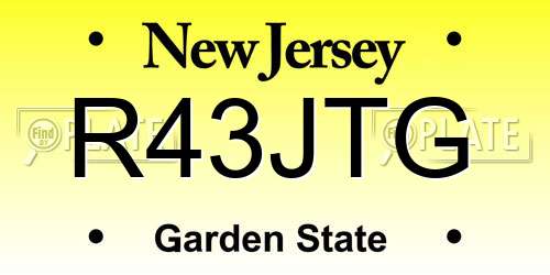 R43JTG New Jersey License Plate