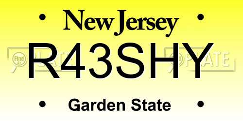 R43SHY New Jersey License Plate