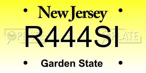 R444SI New Jersey License Plate