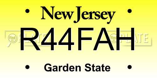 R44FAH New Jersey License Plate
