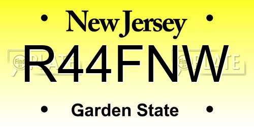 R44FNW New Jersey License Plate