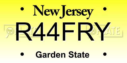R44FRY New Jersey License Plate