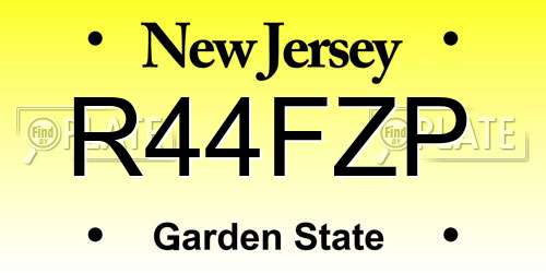 R44FZP New Jersey License Plate