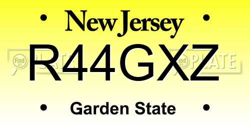R44GXZ New Jersey License Plate