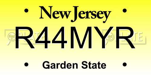 R44MYR New Jersey License Plate
