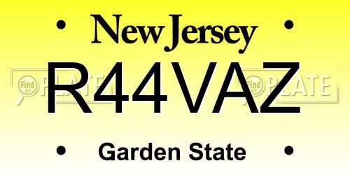 R44VAZ New Jersey License Plate