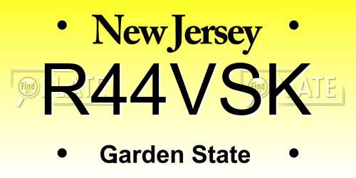 R44VSK New Jersey License Plate