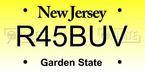 R45BUV New Jersey License Plate