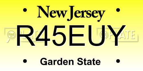 R45EUY New Jersey License Plate