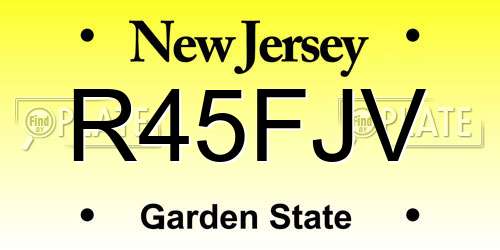 R45FJV New Jersey License Plate