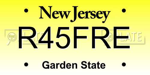R45FRE New Jersey License Plate